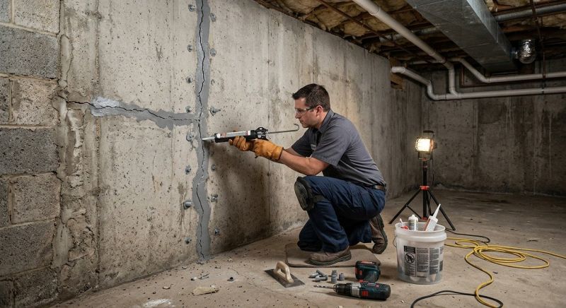 Basement Crack Repair in Dover, NH