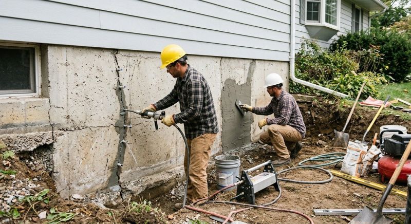 Cracked Foundation Repair in Kittery, ME