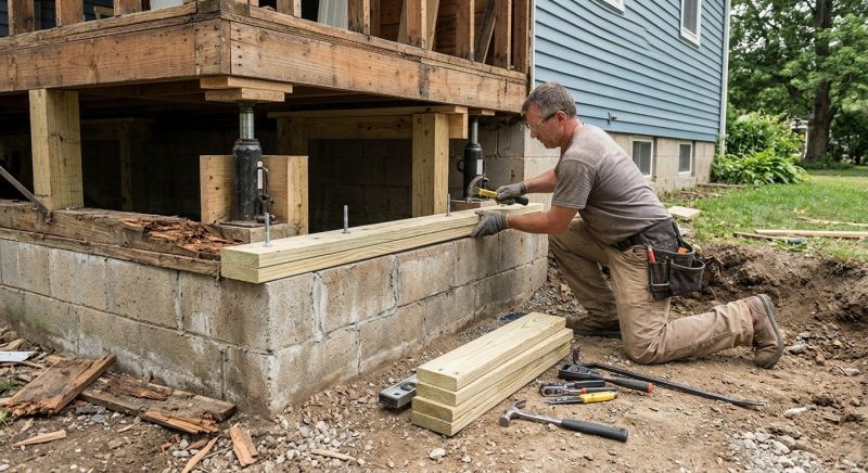 Sinking Foundation Repair in Salisbury, MA
